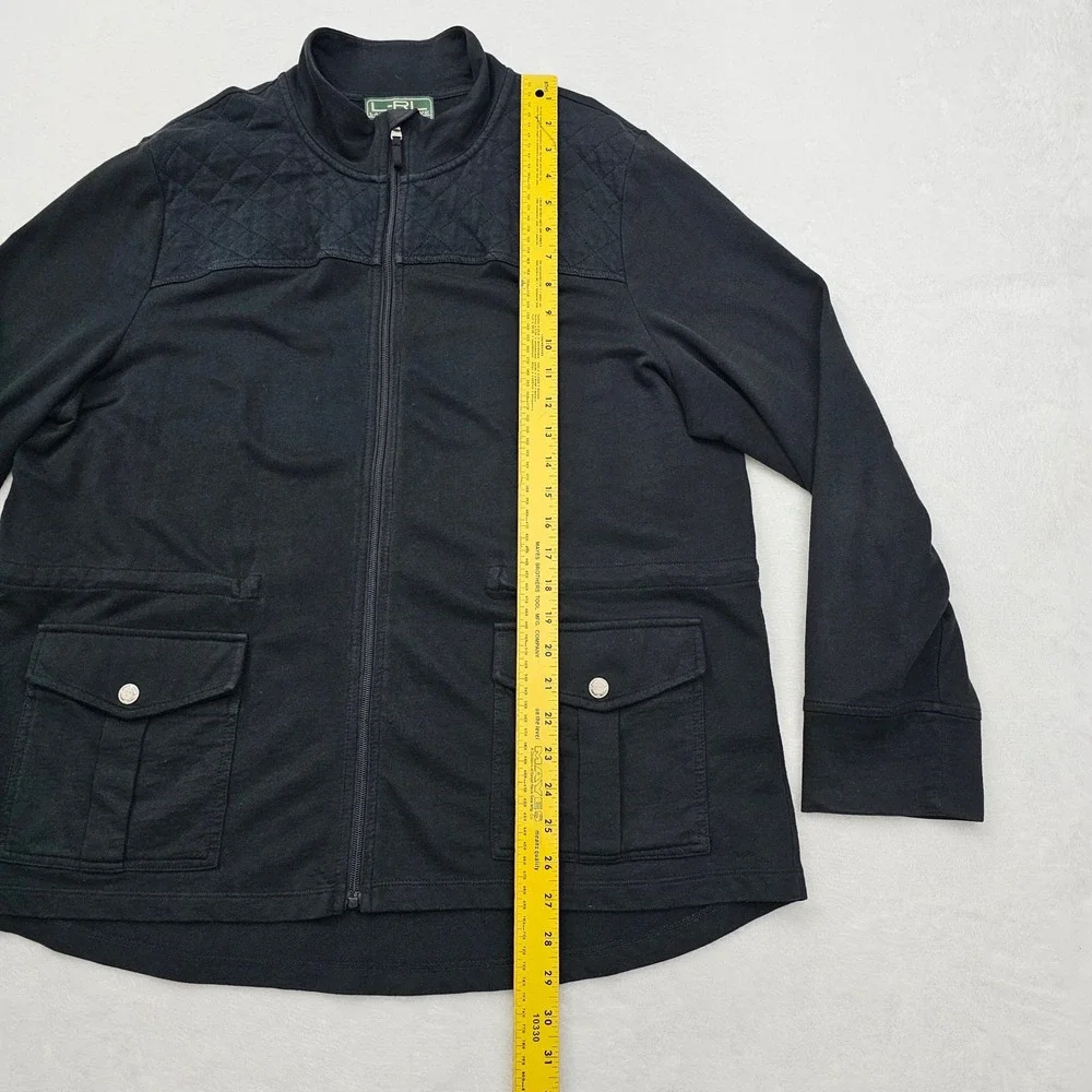 Lauren Active Ralph Lauren Jacket Womens 2X Black Full Zip Cotton Equestrian Ivy